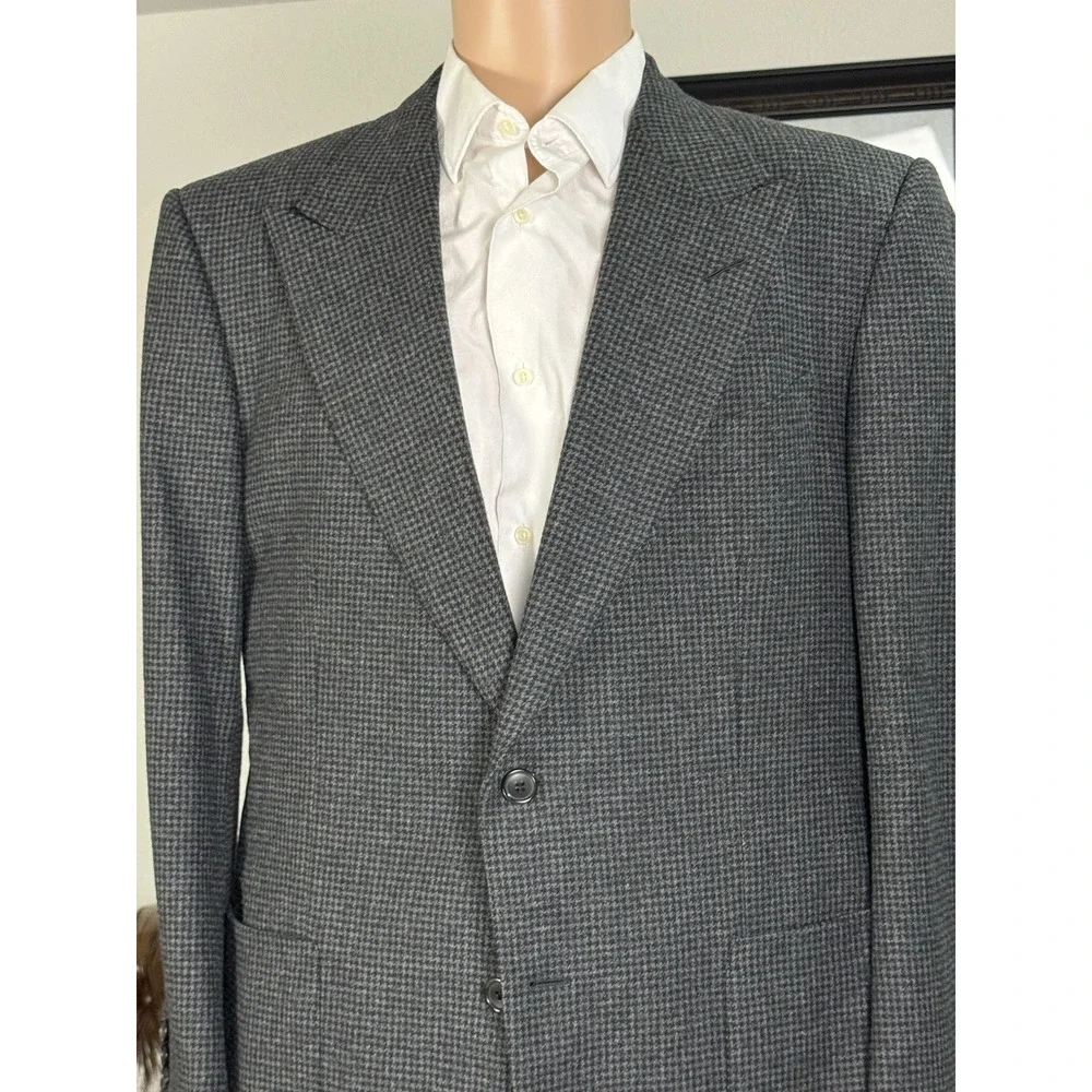 Tom Ford Gray Houndstooth Tweed Peak Lapel Blazer Sportcoat 54 44R Windsor